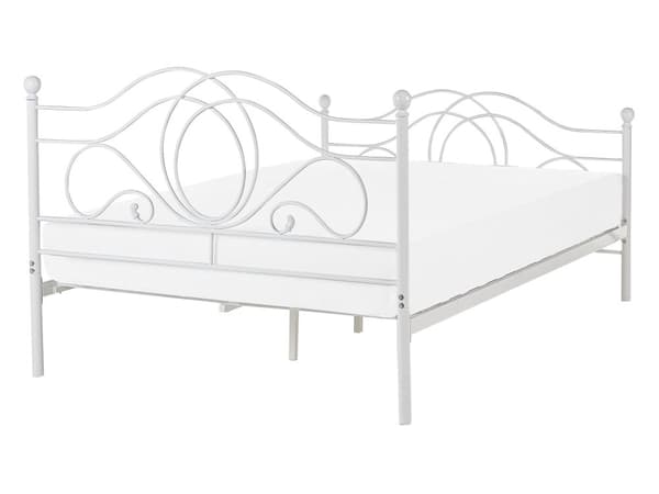 Sengeramme Hvit Metall 140 x 200 cm Sengegavl Retro Vintage