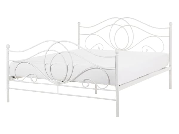 Sengeramme Hvit Metall 140 x 200 cm Sengegavl Retro Vintage