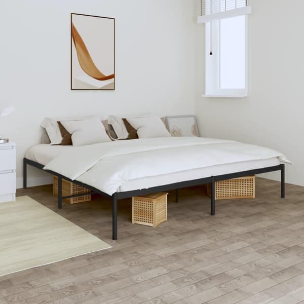 vidaXL sengeramme 200x200 cm metal sort