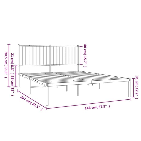 vidaXL Sengeramme i metall med sengegavl svart 140x200 cm