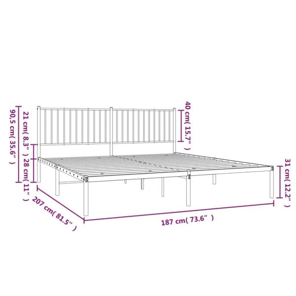 vidaXL sengeramme med sengegavl 180x200 cm metal sort