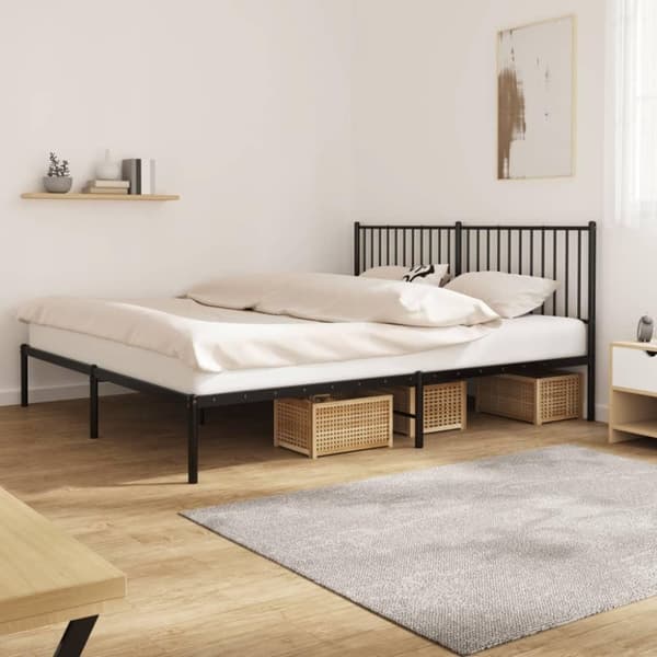 vidaXL sengeramme med sengegavl 180x200 cm metal sort