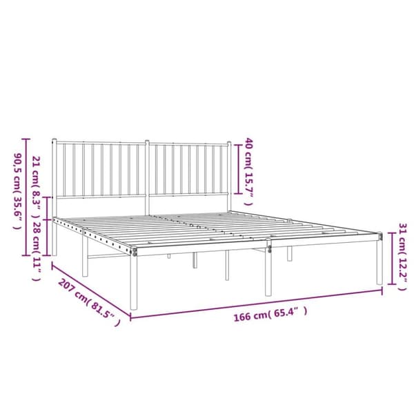 vidaXL sengeramme med sengegavl 160x200 cm metal sort