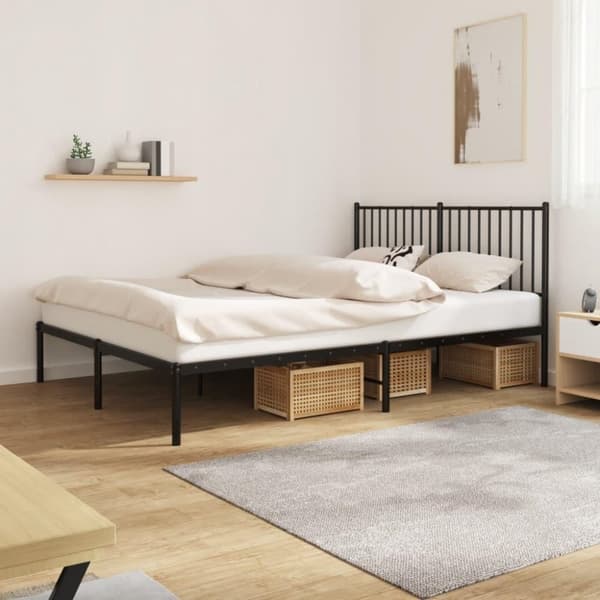 vidaXL sengeramme med sengegavl 160x200 cm metal sort