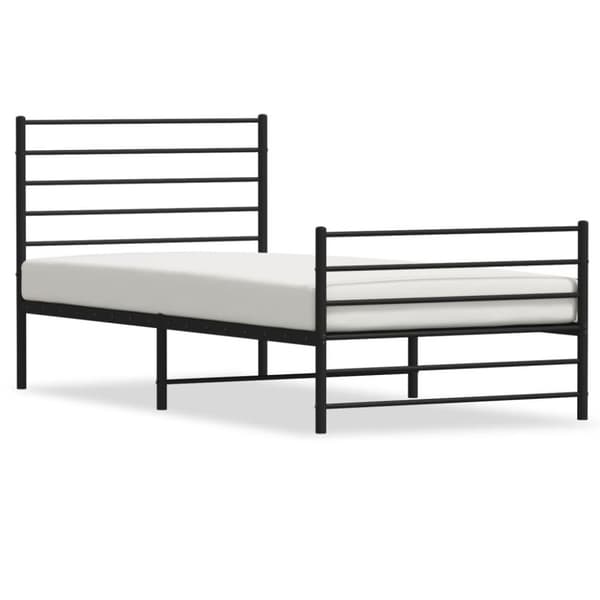 vidaXL Sengeramme i metall med hode- og fotgavl svart 75x190 cm