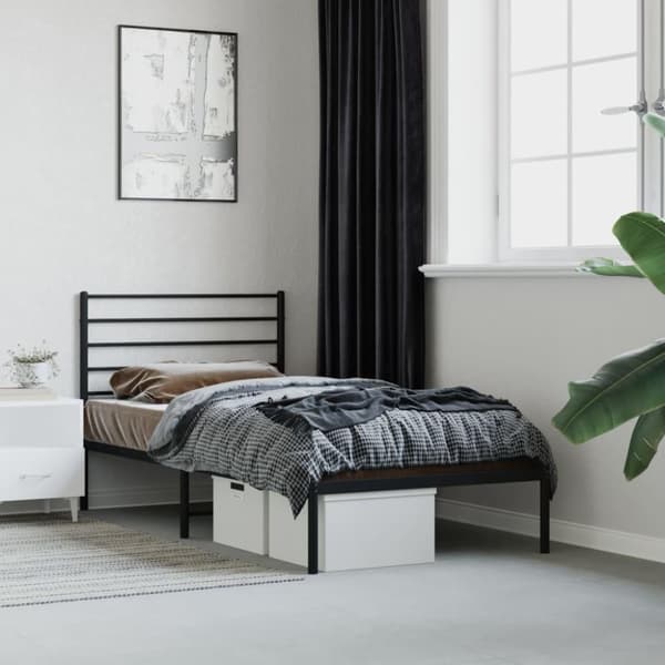 vidaXL sengeramme med sengegavl 80x200 cm metal sort