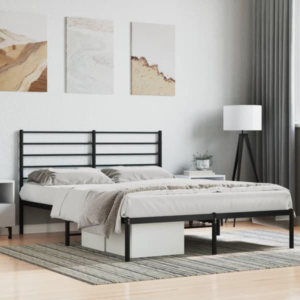 vidaXL sengeramme med sengegavl 120x200 cm metal sort