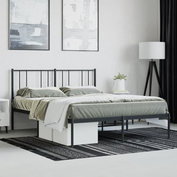 vidaXL sengeramme med sengegavl 120x200 cm metal sort
