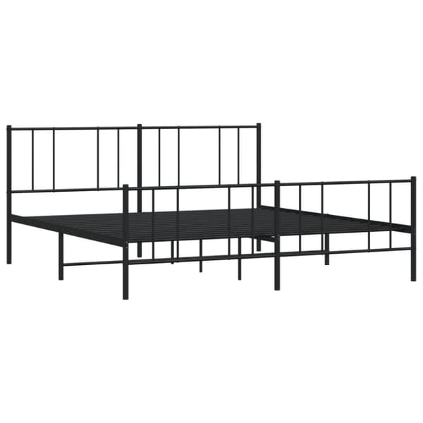 vidaXL sengeramme med sengegavl og fodgærde 180x200 cm metal sort