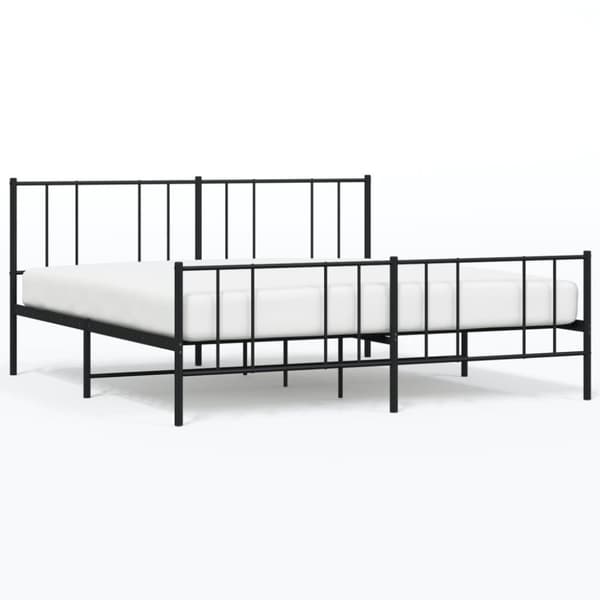 vidaXL sengeramme med sengegavl og fodgærde 180x200 cm metal sort
