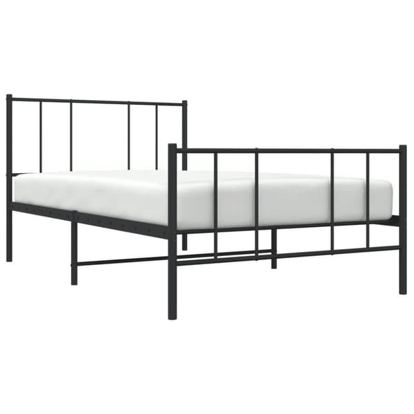 vidaXL Sengeramme i metall med hode- og fotgavl svart 90x200 cm