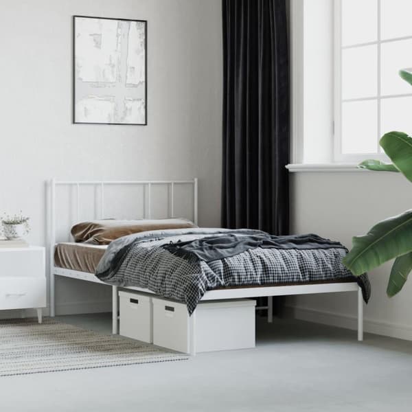 vidaXL sengeramme med sengegavl 80x200 cm metal hvid