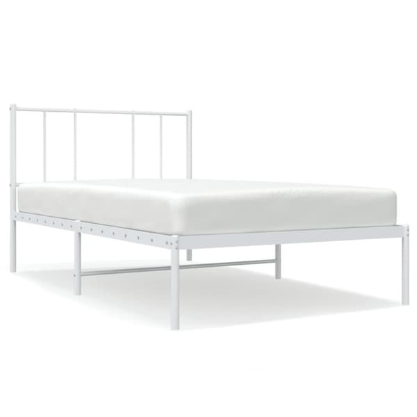 vidaXL sengeramme med sengegavl 80x200 cm metal hvid