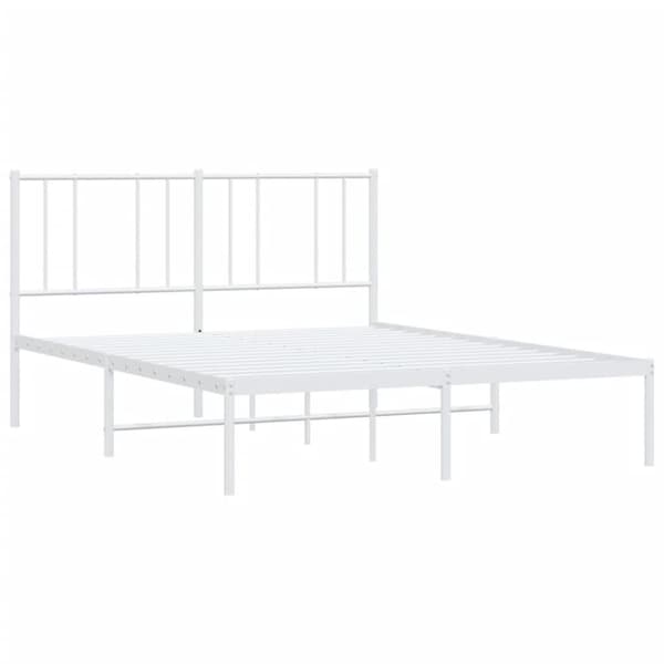 vidaXL Sengeramme i metall med hodegavl hvit 120x200 cm