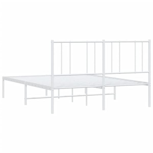 vidaXL Sengeramme i metall med hodegavl hvit 120x200 cm