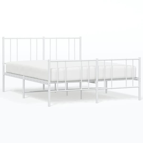 vidaXL Sengeramme i metall med hode- og fotgavl hvit 120x200 cm