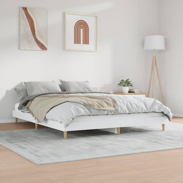 vidaXL Sängram vit 140x200 cm konstruerat trä