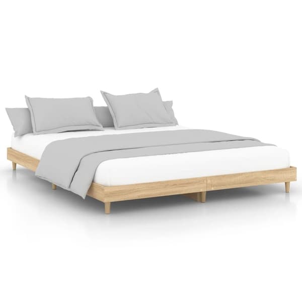 vidaXL sengestel 150x200 cm konstrueret træ sonoma-eg