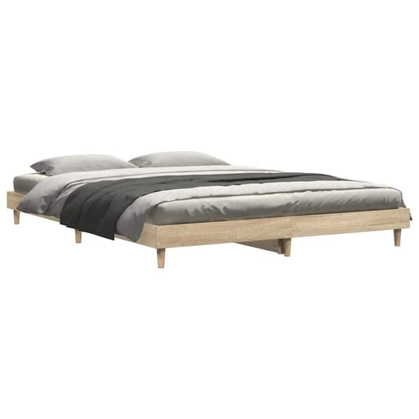 vidaXL sengestel 150x200 cm konstrueret træ sonoma-eg
