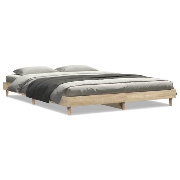 vidaXL sengestel 150x200 cm konstrueret træ sonoma-eg