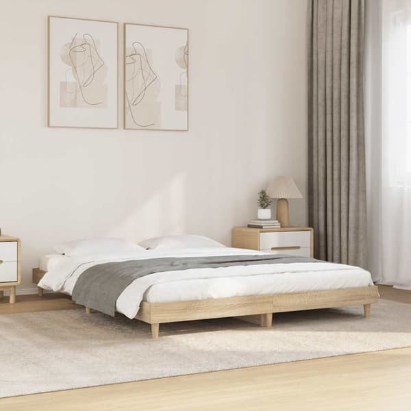 vidaXL sengestel 150x200 cm konstrueret træ sonoma-eg