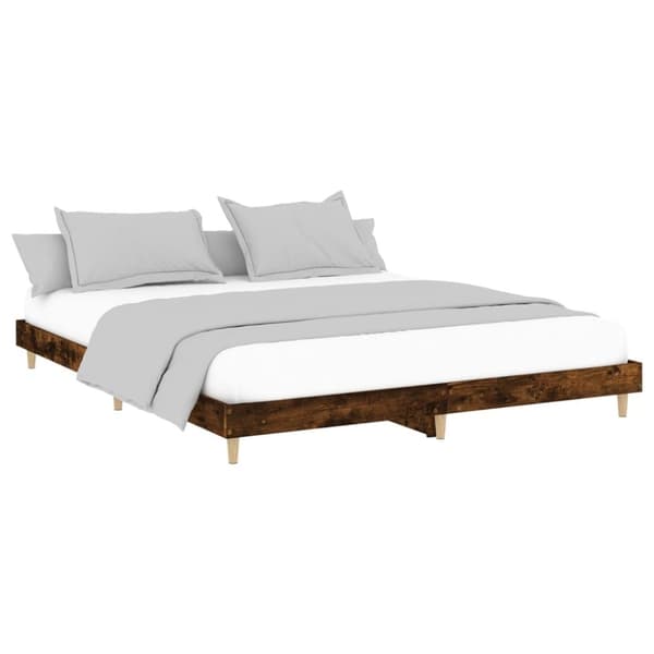 vidaXL sengeramme 140x200 cm uden madras konstrueret træ røget eg