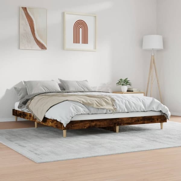 vidaXL sengeramme 140x200 cm uden madras konstrueret træ røget eg