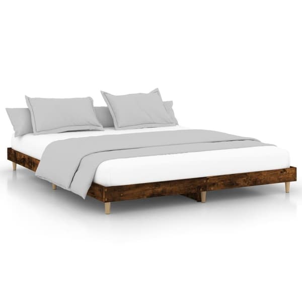 vidaXL sengeramme 140x200 cm uden madras konstrueret træ røget eg