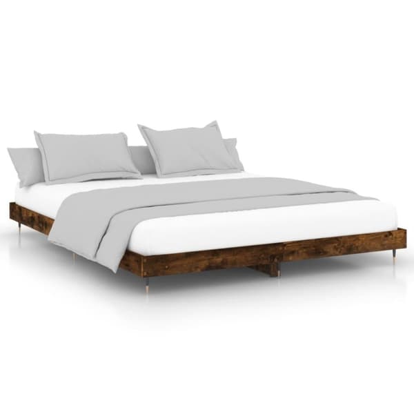 vidaXL Sängram rökfärgad ek 200x200 cm konstruerat trä
