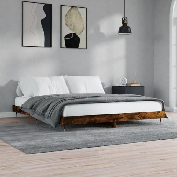 vidaXL Sengeramme røkt eik 120x200 cm konstruert tre