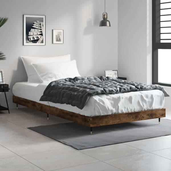vidaXL sengeramme 90x200 cm uden madras konstrueret træ røget eg