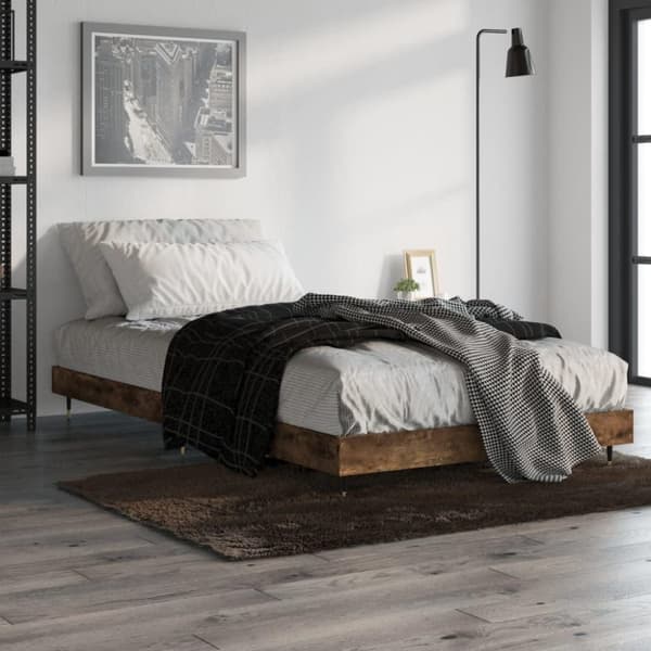 vidaXL sengeramme 90x200 cm uden madras konstrueret træ røget eg