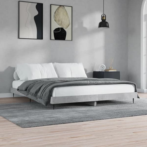 vidaXL sengestel 200x200 cm konstrueret træ betongrå