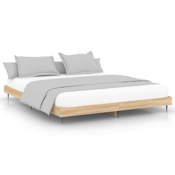 vidaXL sengeramme 150x200 cm uden madras konstrueret træ sonoma-eg