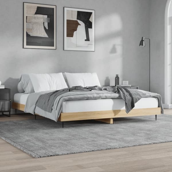 vidaXL sengeramme 150x200 cm uden madras konstrueret træ sonoma-eg