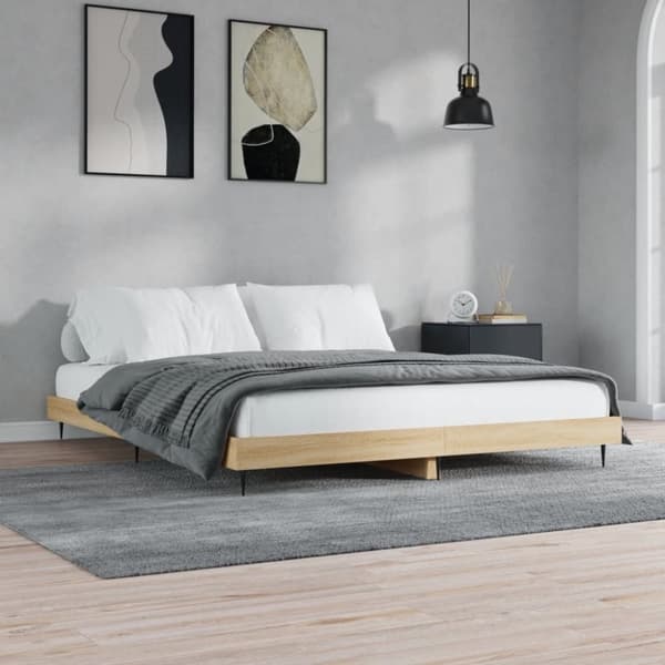 vidaXL sengeramme 150x200 cm uden madras konstrueret træ sonoma-eg