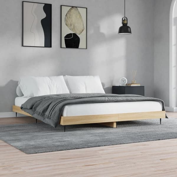 vidaXL Sängynrunko Sonoma tammi 120x200 cm tekninen puu