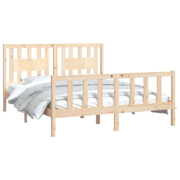 vidaXL sengeramme med sengegavl 160x200 cm massivt fyrretræ