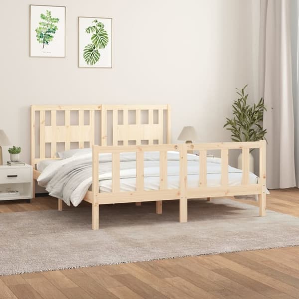vidaXL sengeramme med sengegavl 160x200 cm massivt fyrretræ