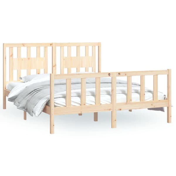 vidaXL sengeramme med sengegavl 160x200 cm massivt fyrretræ