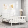 Miniatyrbilde 4 av 11: vidaXL Sengeramme med hodegavl hvit 120x200 cm heltre