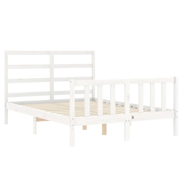 vidaXL Sengeramme med hodegavl hvit 120x200 cm heltre