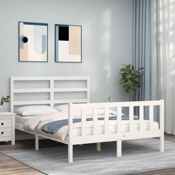 vidaXL sengeramme uden madras 120x200 cm massivt fyrretræ hvid