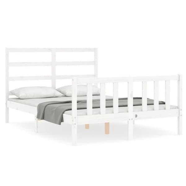 vidaXL sengeramme uden madras 120x200 cm massivt fyrretræ hvid
