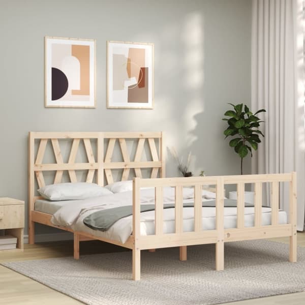 vidaXL Sengeramme med hodegavl 140x190 cm heltre