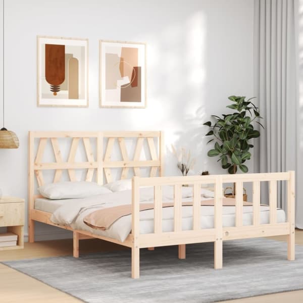 vidaXL Sengeramme med hodegavl 140x190 cm heltre