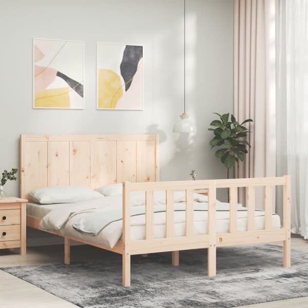 vidaXL sengeramme med sengegavl Small Double massivt træ