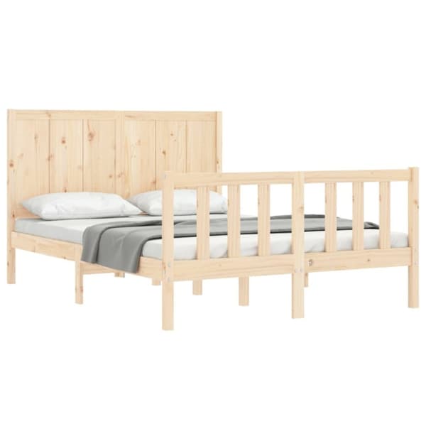 vidaXL sengeramme med sengegavl 120x200 cm massivt træ hvid