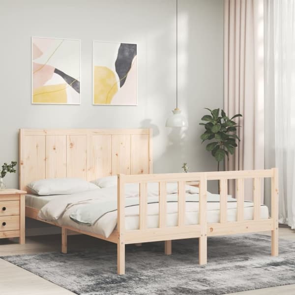 vidaXL sengeramme med sengegavl 120x200 cm massivt træ hvid