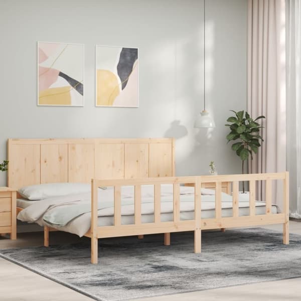 vidaXL Sengeramme med hodegavl 200x200 cm heltre